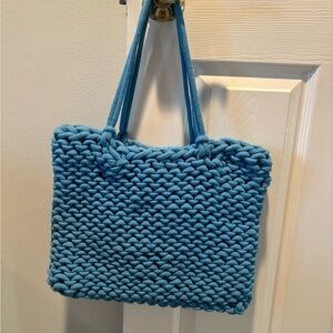 A New Day Blue Knit Tote Bag